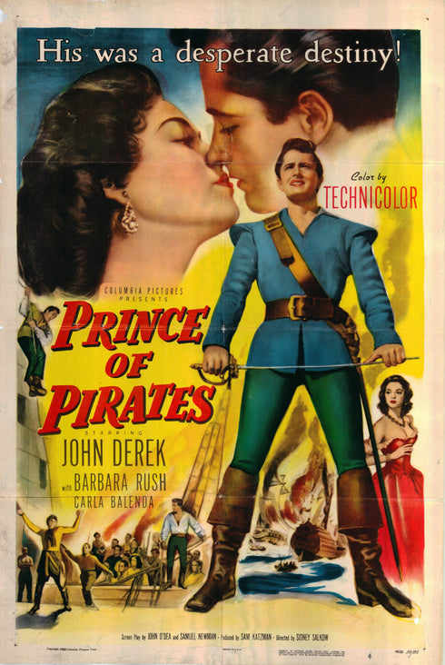 prince of pirates 1953 one sheet poster folded